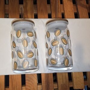 Room Essentials Coffee Bean Patterned Tumblers with Straws